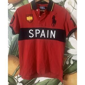 Polo Ralph Lauren Shirt Size Medium Red Custom Fit Polo Big Pony 2010 Spain
